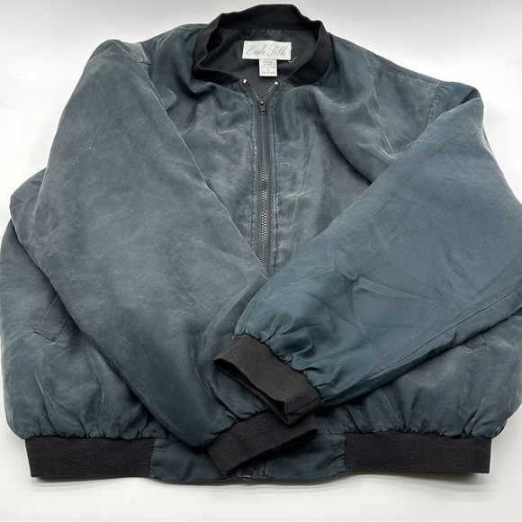 Vintage Collectibles Ensle Silk 100% Silk Black Zip-Up Jacket men’s small - Picture 5 of 12